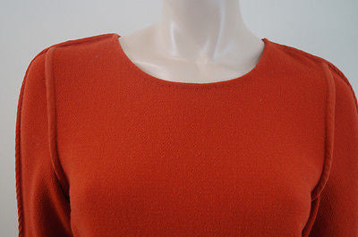 3.1 PHILLIP LIM Deep Orange Wool 3/4 Sleeve Lined Shift Mini Dress US10; UK14