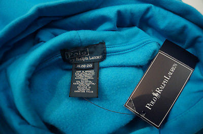 POLO RALPH LAUREN Boys Caribbean Blue Big Pony Hooded Hoodie Sweatshirt Top BNWT