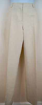 NICOLE FARHI Cream Beige Linen & Cotton Formal Summer Trousers Pants UK10 EU36