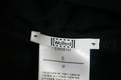 WOLFORD Black Sheer Neckline & Long Sleeves Chunky Rib Fitted Pencil Dress Sz:S