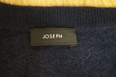 JOSEPH Navy Blue 100% Cashmere Sequin Embellished V Neck Jumper Top Sz:M