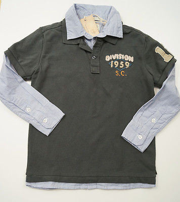 SCOTCH SHRUNK Boys Charcoal Grey Polo & Long Sleeve Collared Blue Shirt Top BNWT