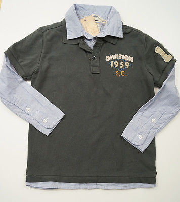 SCOTCH SHRUNK Boys Navy & Cream Brooklyn Gym Long Sleeve Rugby Shirt Top BNWT