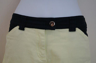 BALENCIAGA PANTS Lemon Yellow & Black Cotton Skinny Trousers Pants Sz:40 UK12