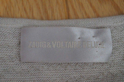 ZADIG & VOLTAIRE DELUXE Cream Cotton Sequin Gilet Waistcoat Cardigan Top Sz:S