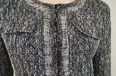 T TAHARI Women's Black & White Tweed Fitted Jacket UK12; US8; IT44