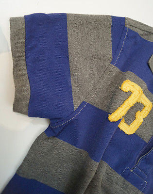 SCOTCH SHRUNK Boys Grey & Purple Big Stripe Branded Polo Shirt Top BNWT