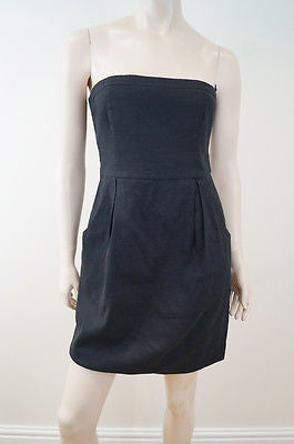 THEORY Black Linen Bandeau Sleeveless Summer Evening Dress US8; UK12