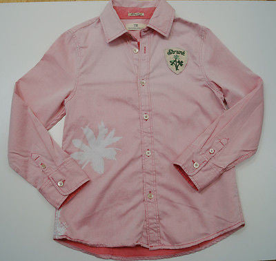 SCOTCH SHRUNK Pale Pink 100% Cottton White Palm Tree Long Sleeve Shirt Top BNWT