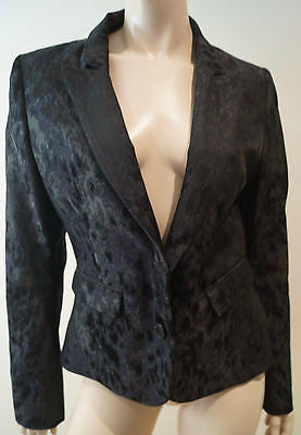 A.F. VANDERVORST Black & Charcoal Abstract Print Formal Blazer Jacket Sz40 UK10