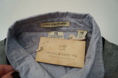 SCOTCH SHRUNK Cotton Grey Long Sleeve Knitted Cardigan & Blue Shirt Top BNWT