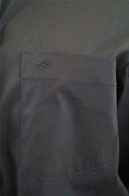 NICOLE FARHI Navy Blue & Black Cotton Blend Collared Blouse Shirt Top UK12
