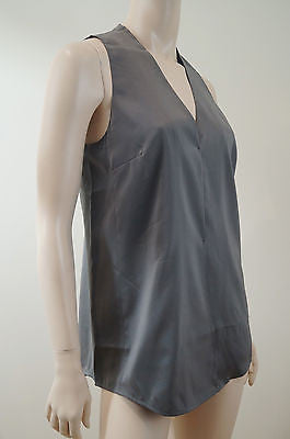 T BY ALEXANDER WANG Ladies Grey Stretch Silk Lined V Neck Sleeveless Top Sz: M
