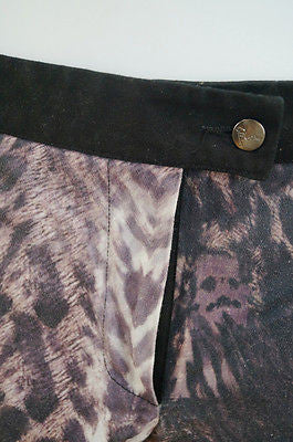 PREEN LINE Multi-Colour Animal Leopard Print Stretch Cotton Drill Trousers Pants