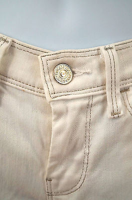 7 FOR ALL MANKIND Womens White Denim Silver Stitch Straight Leg Jeans Sz 26