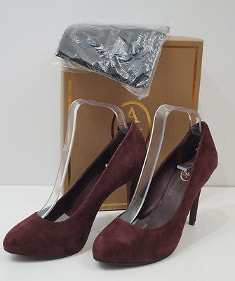 ASH Prune Kid Suede Caprice High Heel Rubber Sole Court Shoes EU38; UK5