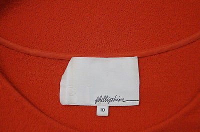 3.1 PHILLIP LIM Deep Orange Wool 3/4 Sleeve Lined Shift Mini Dress US10; UK14