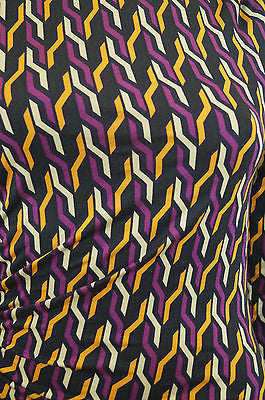 DIANE VON FURSTENBERG Purple Orange Cream Black Geometric Print Dress 8 UK12