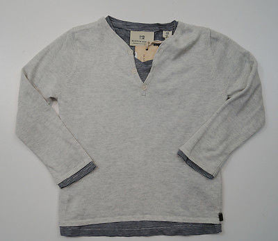 SCOTCH SHRUNK Grey Long Sleeve Knitted Jumper & Navy Striped T-Shirt Top BNWT