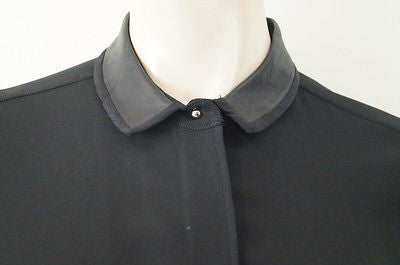 VICTORIA BECKHAM Black Long Sleeve Collared Evening Blouse Shirt Top Sz:3; UK:M