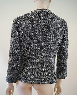 T TAHARI Women's Black & White Tweed Fitted Jacket UK12; US8; IT44