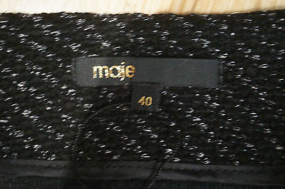 MAJE Women's Black Charcoal Textured Asymmetrical Hemline Short Mini Skirt 40