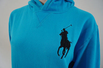 POLO RALPH LAUREN Boys Caribbean Blue Big Pony Hooded Hoodie Sweatshirt Top BNWT