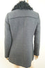 THEORY Grey Wool Cashmere Blend Black Fur Collar Quilt Lined Jacket Sz:L/G