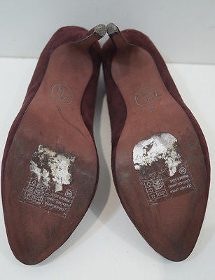ASH Prune Kid Suede Caprice High Heel Rubber Sole Court Shoes EU38; UK5