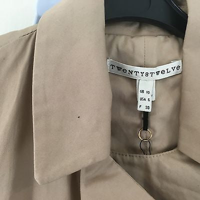 TWENTY8TWELVE S MILLER Beige Cotton Belted Trench Mac Jacket Coat UK10 BNWT