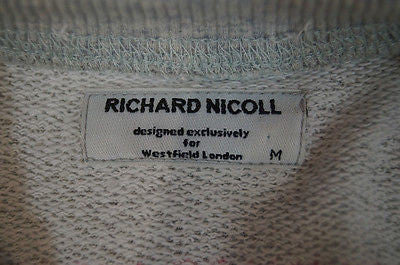 RICHARD NICOLL Pale Grey & Pink Cotton Blend Long Sleeve Sweatshirt Top M