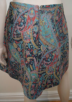 CARVEN Multi Colour Wool Silk Blend Paisley Jacquard A Line Mini Skirt 40 UK12