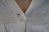 VINCE Cream Cotton & Cashmere Knit Plunge V Neck 3/4 Sleeve Cardigan Top Sz:S
