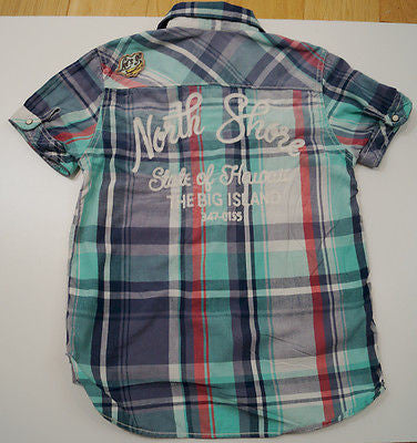 SCOTCH SHRUNK Green Hawaii Embroidery Checked Tartan Short Sleeve Shirt BNWT
