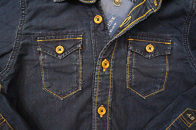 SCOTCH & SODA / SHRUNK Dark Blue Cotton Denim Long Sleeve Casual Shirt Top BNWT