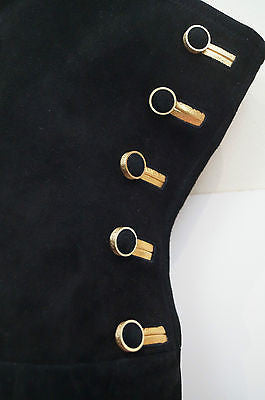 RACHAEL ZOE Black Suede Thigh High Gold Tone Platform Evening Boots EU30 UK6