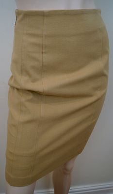 DRIES VAN NOTEN Midnight Navy Black Gold Tone Stud Formal Pencil Skirt FR38 UK10