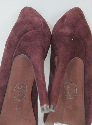 ASH Prune Kid Suede Caprice High Heel Rubber Sole Court Shoes EU38; UK5