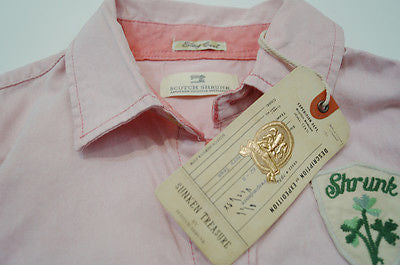 SCOTCH SHRUNK Pale Pink 100% Cottton White Palm Tree Long Sleeve Shirt Top BNWT