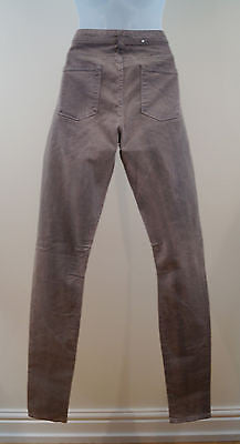 HELMUT LANG Grey Beige Stretch Cotton Distressed Skinny Leg Trousers Jeans Sz:29