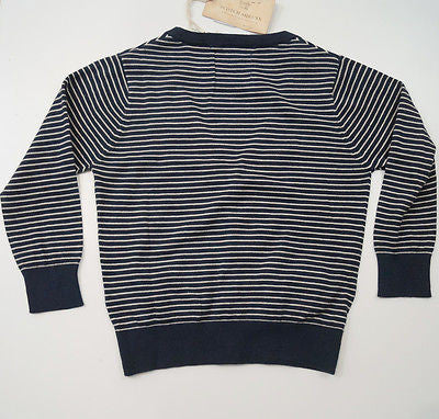 SCOTCH SHRUNK Boy's Navy & Cream Stripe Knitted Cotton V Neck Cardigan Top BNWT