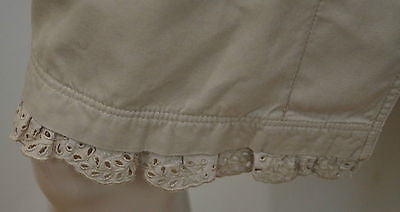 MIU MIU Beige Cotton Collared Crochet Trim Long Sleeve Mac Trench Coat 44 UK12