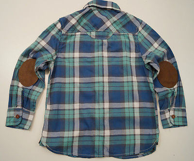 SCOTCH SHRUNK Boys Blue Green Cottton Checked Tartan Long Sleeve Shirt Top BNWT