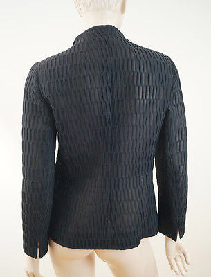 AKRIS Women's Black 100% Silk Slightly Sheer Fabric Detail Evening Jacket Sz: M