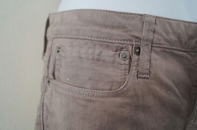 HELMUT LANG Grey Beige Stretch Cotton Distressed Skinny Leg Trousers Jeans Sz:29