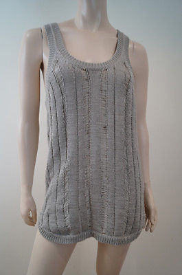 JOSEPH Grey Cotton Blend Round Neck Loose Knit Sleeveless Jumper Top Sz:M