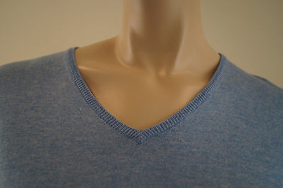 ELEVEN PARIS Ladies Basic Colors Light Blue Fine Knit V Neck Jumper Top SzM BNWT