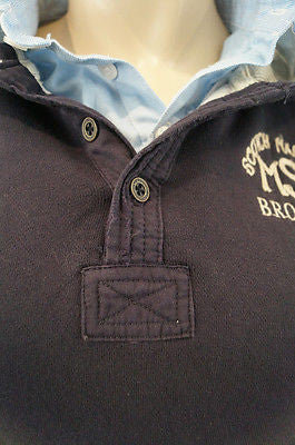 SCOTCH SHRUNK Boys Navy Hoodie Sweatshirt W Attached Shirt Collar & Tails BNWT