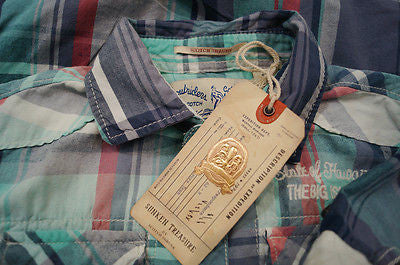 SCOTCH SHRUNK Green Hawaii Embroidery Checked Tartan Short Sleeve Shirt BNWT