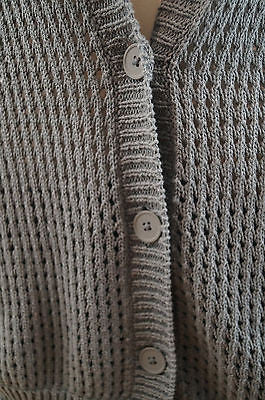 T BY ALEXANDER WANG Ladies Grey 100% Cotton Loose Knit Hooded Cardigan Top Sz:M